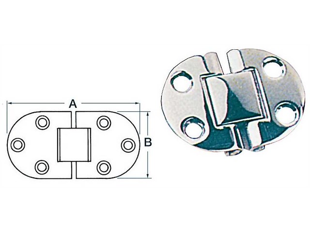 Cerniera per tavoli ribaltabili 50 x 38 x 2 mm