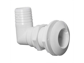 Scarico a mare in plastica a 90° - Portagomma 19 mm. -