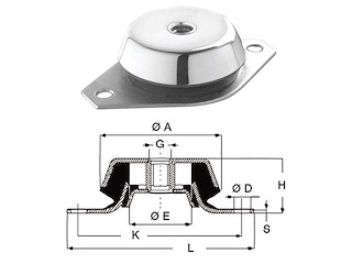 Supporto elastico motori in acciaio inox - Ø 62 x 100 mm. 