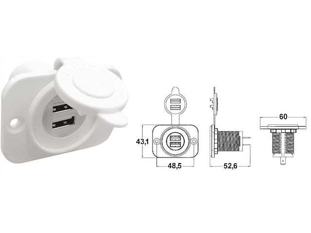 Presa doppia USB - Bianco
