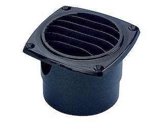 Prese d'aria nera con collare dritto - 126 x 126 x 76 mm. -