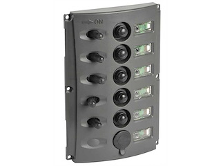 Pannello elettrico con doppio LED - 5 interruttori+ USB