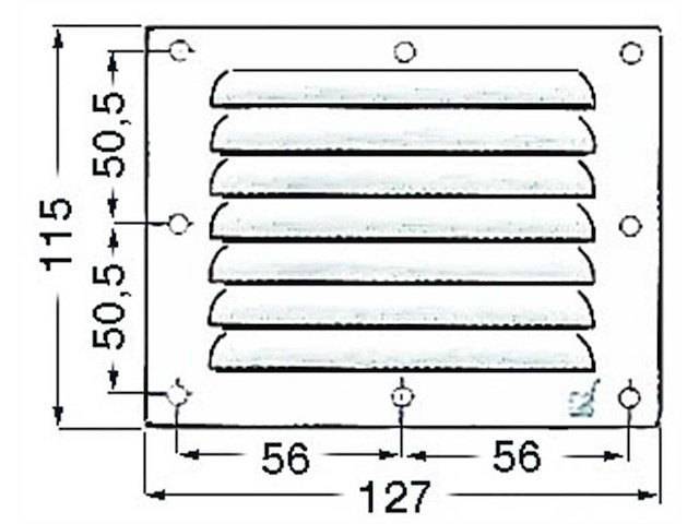 Griglia aerazione 115 x 127 mm. 