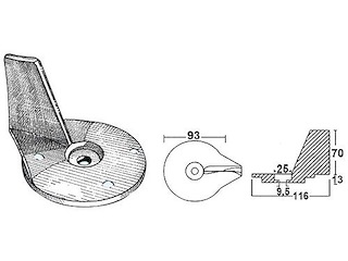 Pinna alluminio 25 / 50 Hp - MERCURY / MARINER / MERCRUISER -