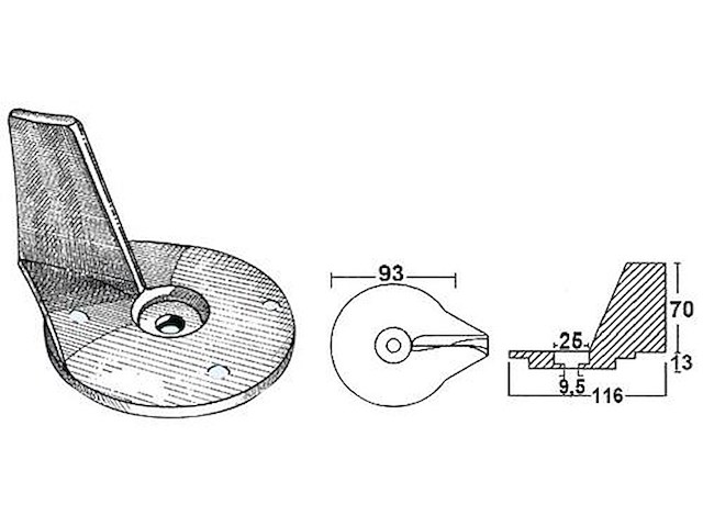 Pinna alluminio 25 / 50 Hp - MERCURY / MARINER / MERCRUISER -