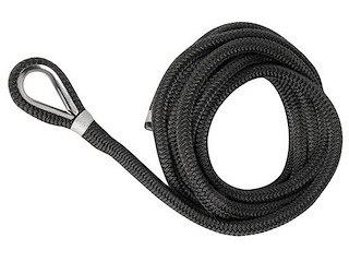 Cima ormeggio nera doppia treccia Ø 12 mm.