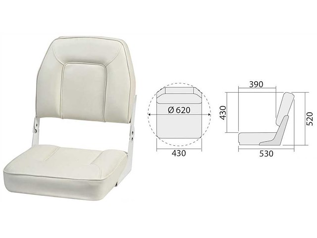 Sedile con schienale ribaltabile Deluxe - Bianco RAL 9010