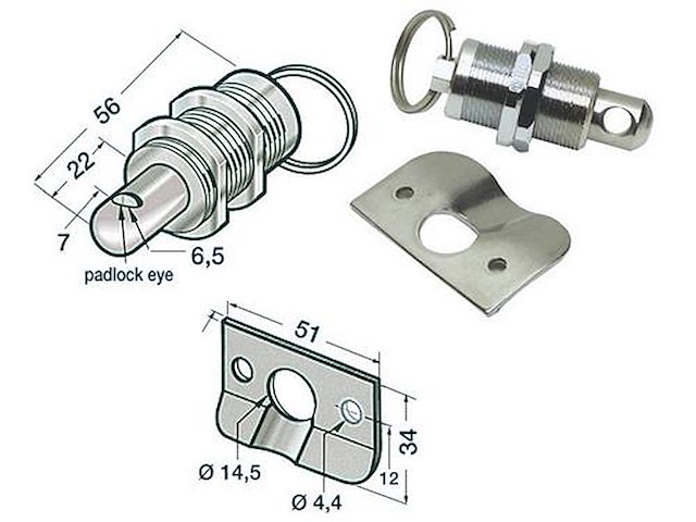 Chiusura per gavoni inox con perno