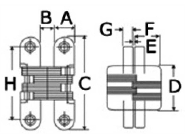 Coppia di cerniere a scomparsa - portata 30 kg