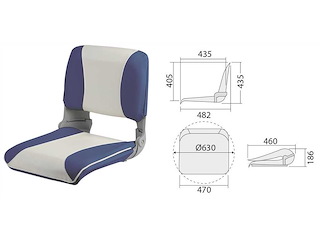 Sedile con schienale ribaltabile e imbottitura sfilabile - Bianco/Blu RAL 9002 + 5013