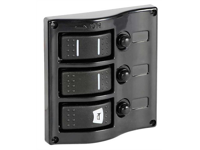 Pannello elettrico con interruttori carenati - grafite lucido - 3 interruttori -