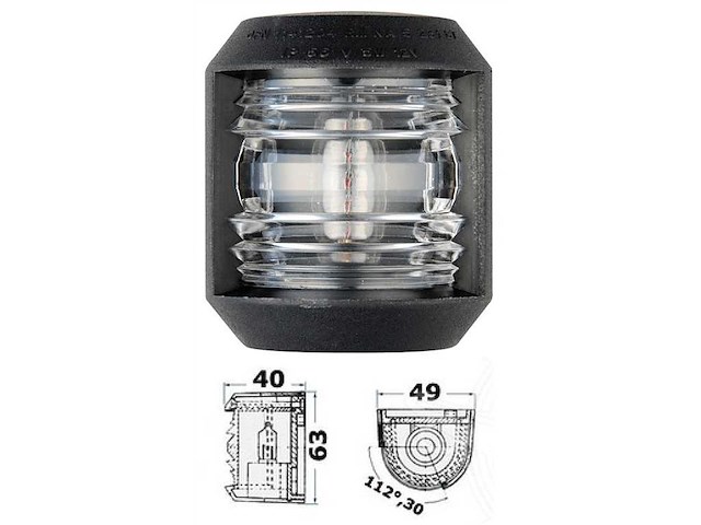 Luce di navigazione Utility Compact corpo Nero - Poppa