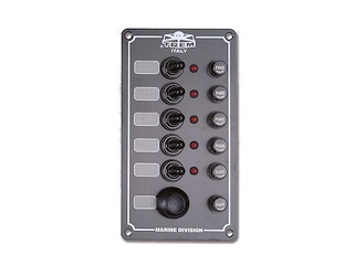 Pannello elettrico "Boat" 5 interruttori + puls. tromba + Led
