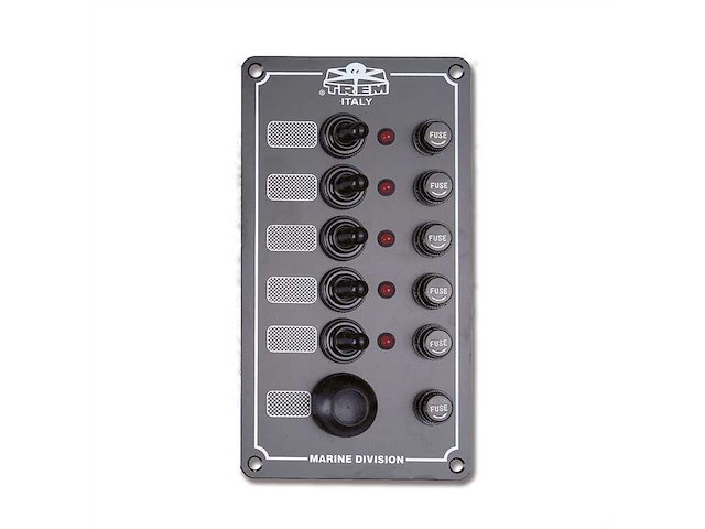 Pannello elettrico "Boat" 5 interruttori + puls. tromba + Led