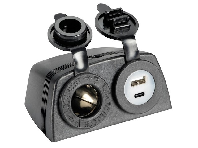 Presa accendisigari + USB-A + USB-C con carenatura