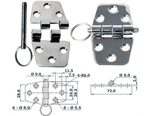 Cerniera sfilabile 72 x 38,5 x 2 mm.