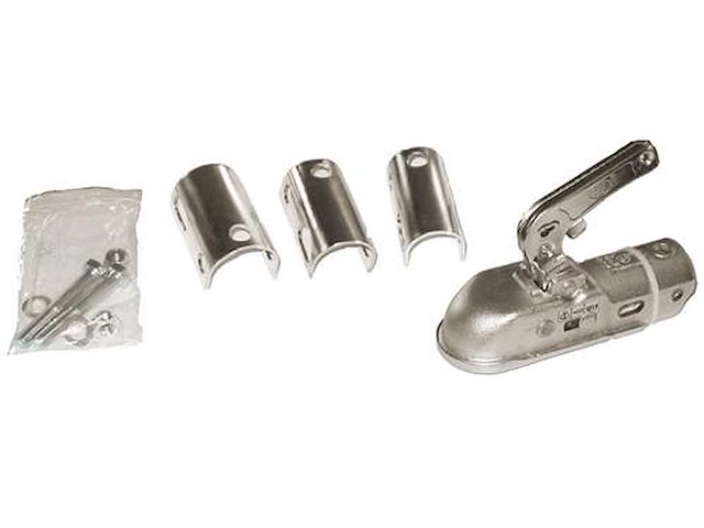 Gancio omologato 1300 kg. per carrelli - Per tubo Ø 35/40/50 mm. -