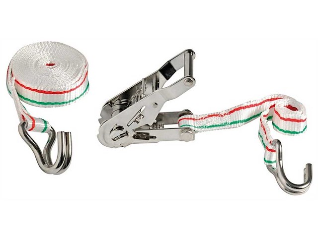 Cinghia con cricco e ganci Inox - 250 cm. -