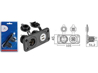 Presa accendisigari + doppia USB con pannello - Nero