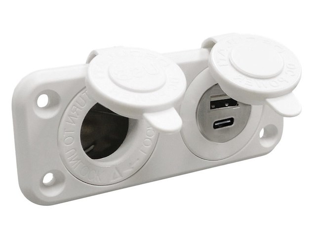 Presa accendisigari + USB-A + USB-C bianca