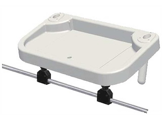 Vassoio porta esche 850 x 460 da fissare ai tubi pulpito Ø 25 mm