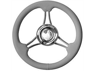 Volante a 3 razze inox - Corona in poliuretano grigio