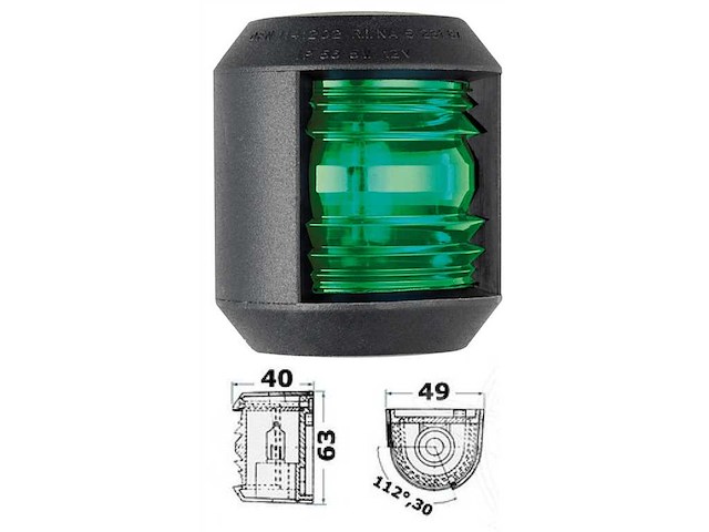 Luce di navigazione Utility Compact corpo Nero - Verde
