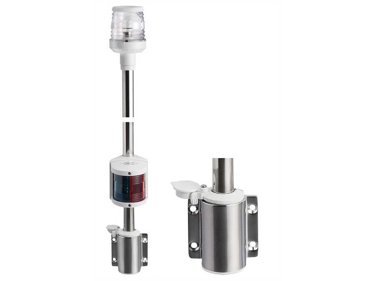 Asta Classic combinata in acciaio inox a parete - Bianco