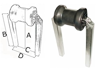 Rullo centrale fisso doppio tubo - Tubo 40 x 40 - Rullo 200 mm