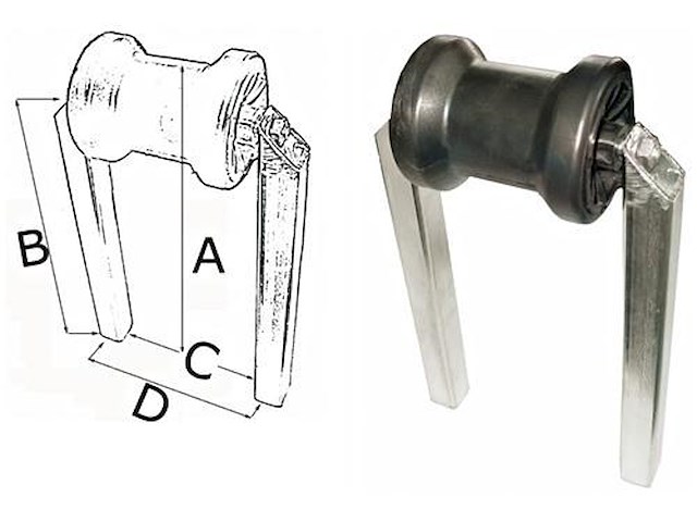 Rullo centrale fisso doppio tubo - Tubo 40 x 40 - Rullo 200 mm