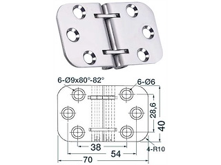Cerniera per tavoli ribaltabili 69 x 40 x 2 mm