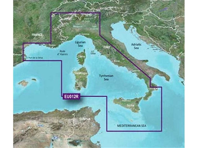 Cartografia GARMIN Bluechart G3 VISION VEU012R - MAR MEDITERRANEO CENTRO