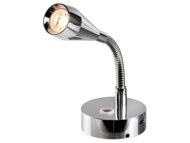 Faretto LED snodato con presa USB-C - alluminio cromato -