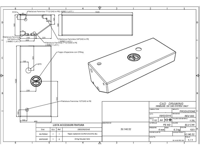 Serbatoio in polietilene rigido per acque nere - 100 Lt.
