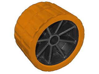 Rullo laterale per carrelli - 120 x 75 mm. / Foro 15 mm - Arancione