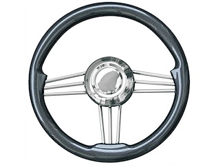 Volante a 3 razze inox - Corona poliuretano cubicato carbonio