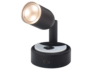 Faretto LED snodato con presa USB-C - nero -