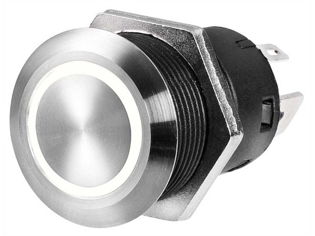 Interruttore FLAT inox - (ON)-OFF 24 V Luce bianca