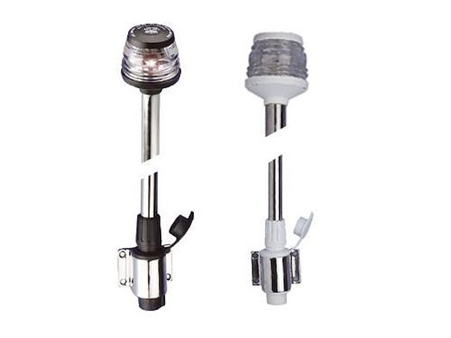 Asta estraibile fissaggio lat. a parete con luce 360° LED colore nera