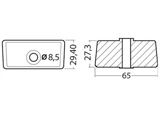 Anodo in zinco cubo piede