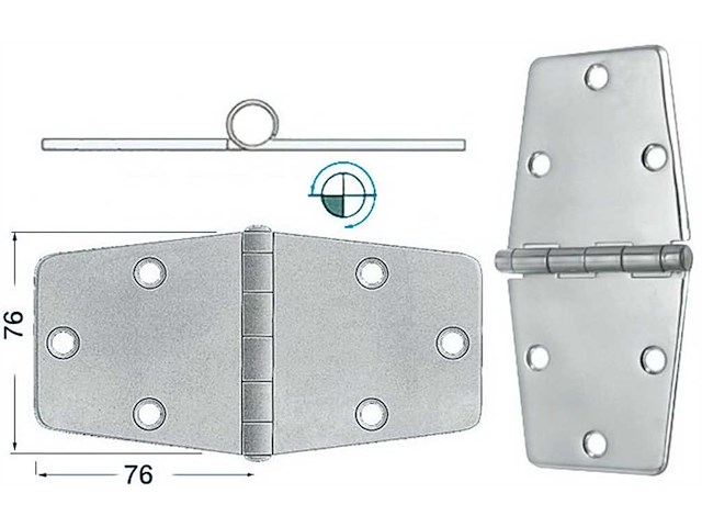 Cerniera 152 x 76 x 2 mm. Nodo Sporgente