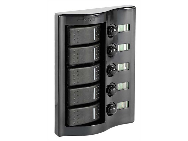 Pannello elettrico con interruttori carenati - grafite lucido  - 5 interruttori -