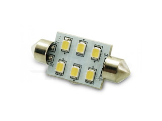 Lampada siluro a 6 led 43 mm. - illuminazione su lato singolo -
