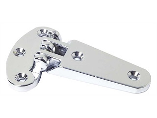 Cerniera in ottone cromato per boccaporti 96 x 59 x 70 mm.