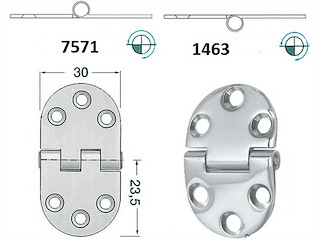 Cerniera 47 x 30 x 2 mm. Nodo Rovesciato