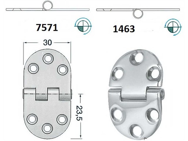 Cerniera 47 x 30 x 2 mm. Nodo Rovesciato