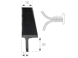 Profilo a T ( binario ) per bottazzo in PVC  H 31 mm. - 2 metri -