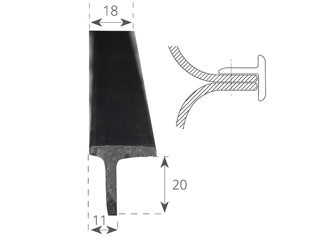 Profilo a T ( binario ) per bottazzo in PVC  H 31 mm. - 2 metri -