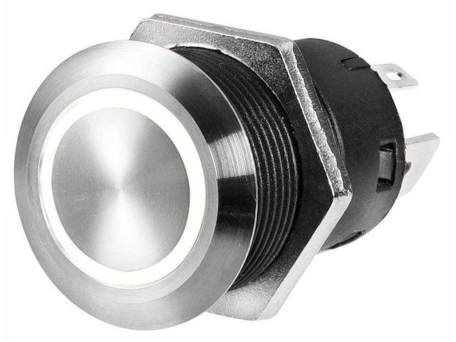 Interruttore FLAT inox - (ON)-OFF 12 V Luce bianca