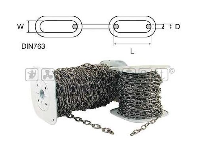 Catena lunga in acciaio inox lucidata - 4 mm. - 